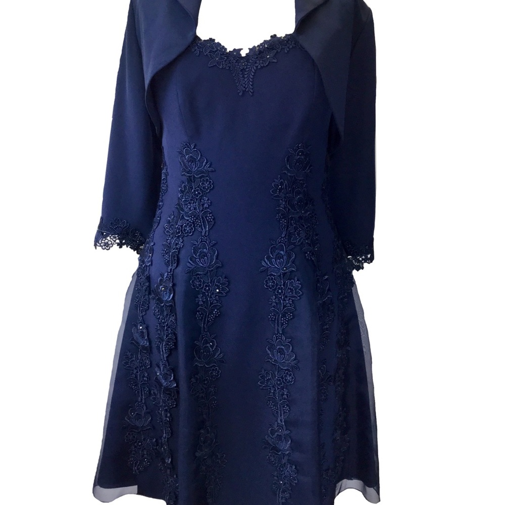 Silk 4 ply dress /jacket with lace and rhinestones